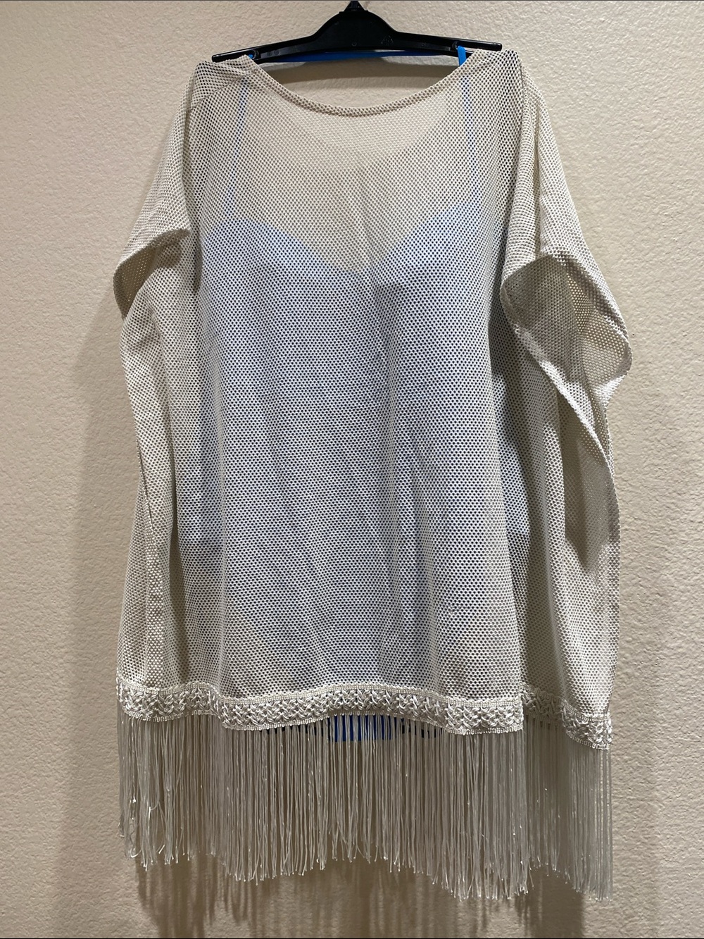 Victoria's Secret Cream Fringe Mesh Swim Cover-Up Tunic